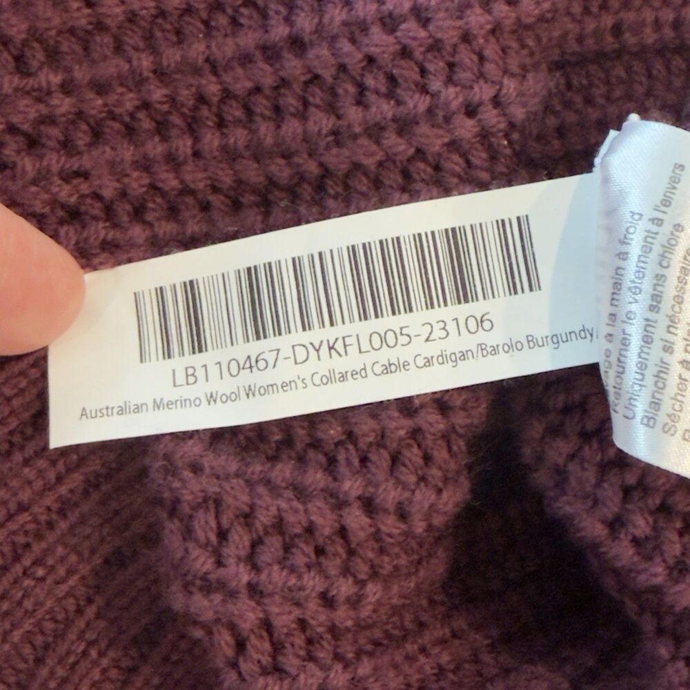Quince Australian Merino Wool Collared Cable Cardigan Womens S Burgundy Buttons - Picture 6 of 7